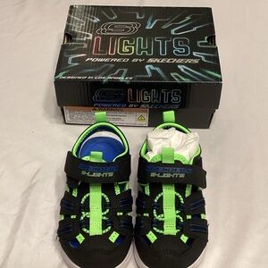Skechers Kids' Black and Neon Green Sneakers